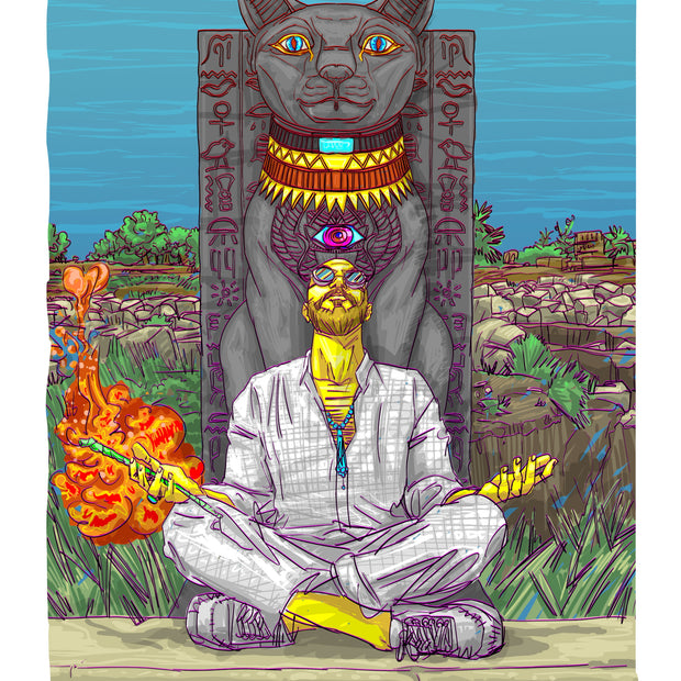 Bastet Temple Zagazig – Egyptian Spiritual Wall Art by Mohamed Khaled | Large Framed Canvas Print