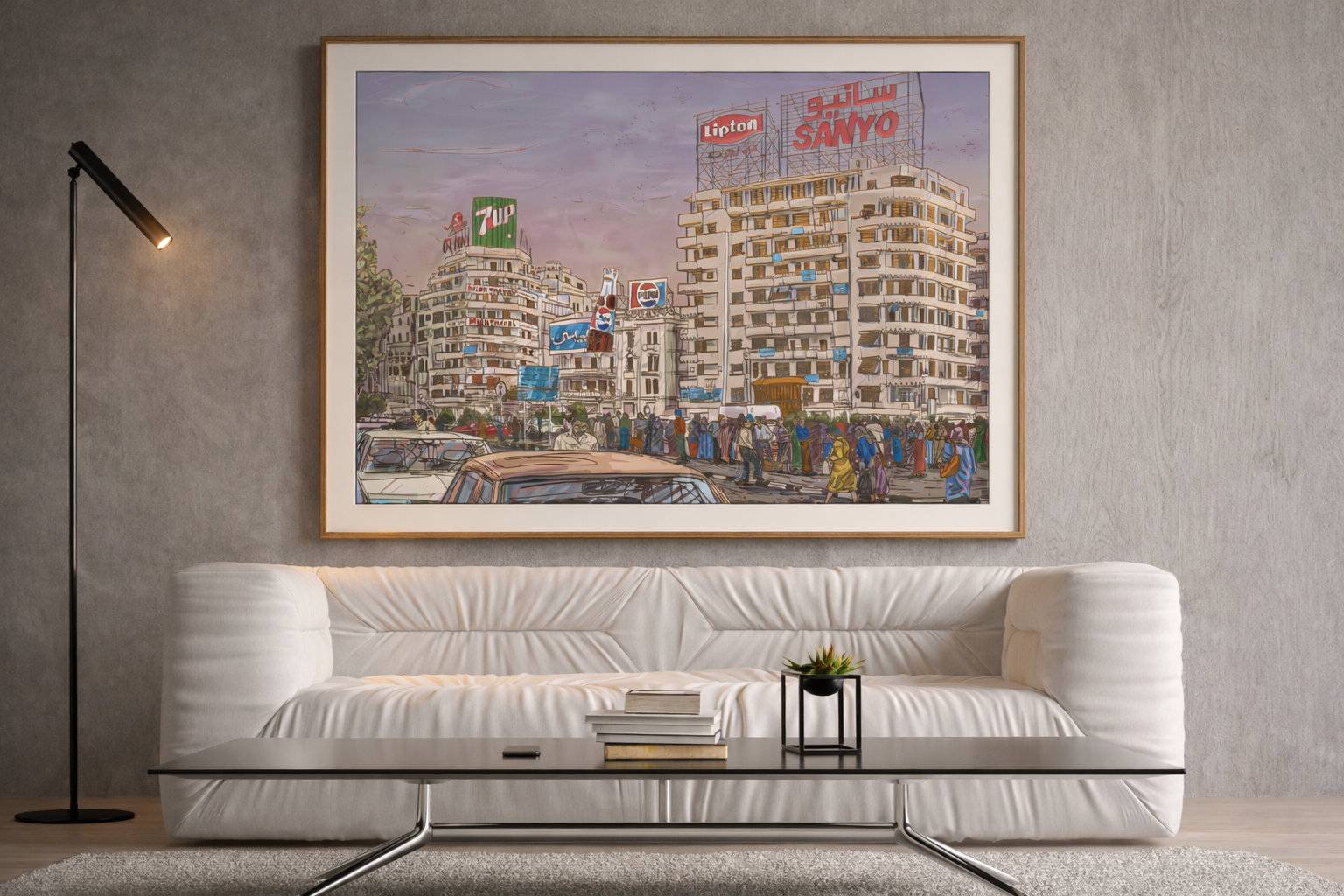 Retro Cairo Mid-Century Wall Art by Mohamed Khaled | Large Framed Canvas Print