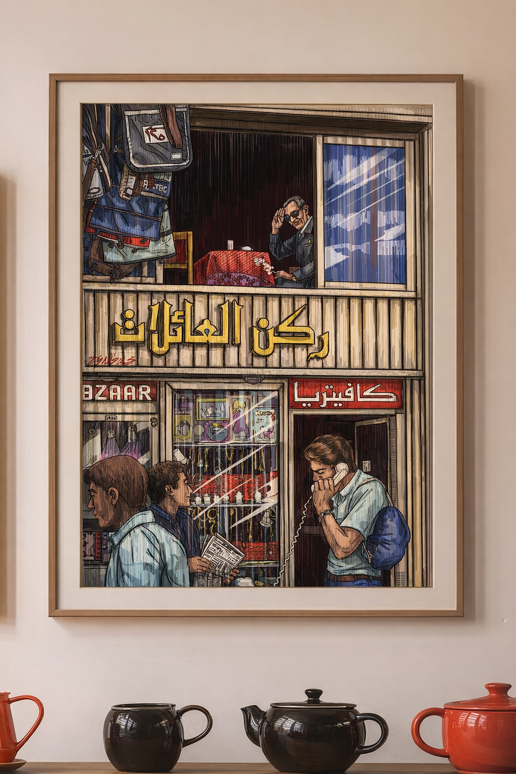 Naguib Mahfouz Corner - Egyptian Digital Art Print by Mohamed Khaled