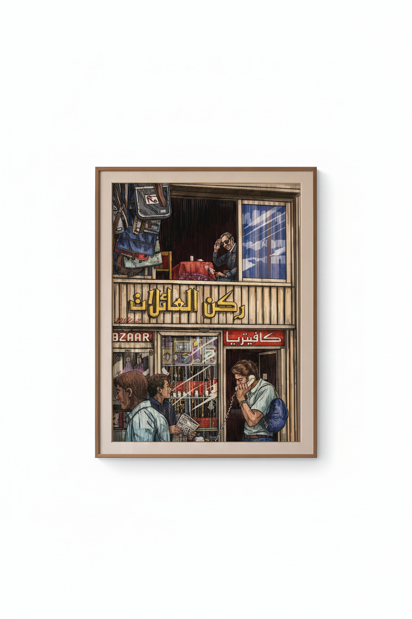 Naguib Mahfouz Corner - Egyptian Digital Art Print by Mohamed Khaled