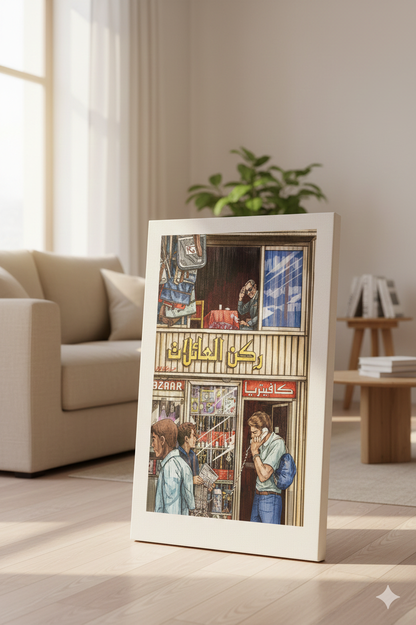 Naguib Mahfouz Corner - Egyptian Digital Art Print by Mohamed Khaled