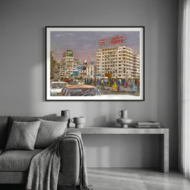 Retro Cairo Mid-Century Wall Art by Mohamed Khaled | Large Framed Canvas Print