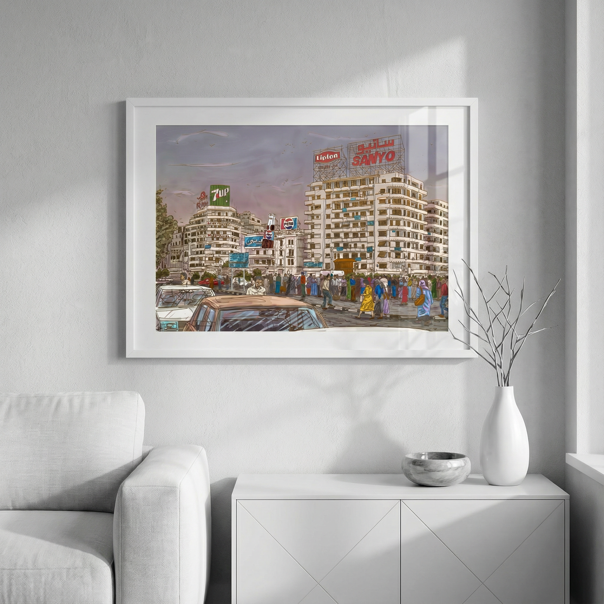 Retro Cairo Mid-Century Wall Art by Mohamed Khaled | Large Framed Canvas Print