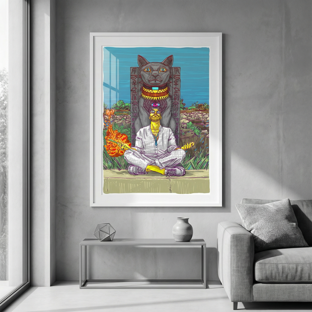 Bastet Temple Zagazig – Egyptian Spiritual Wall Art by Mohamed Khaled | Large Framed Canvas Print